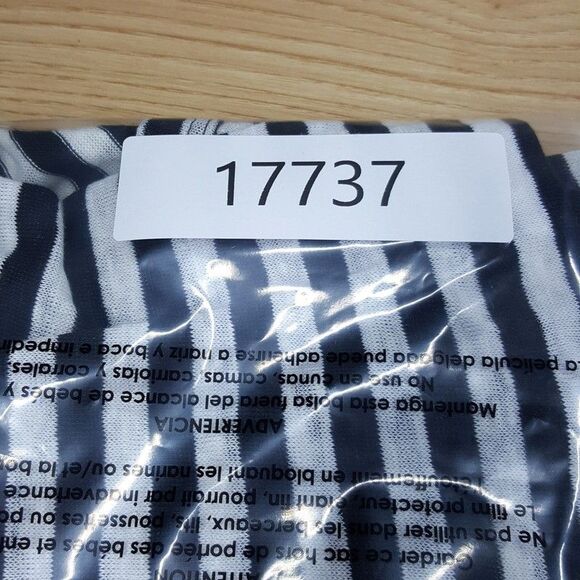 A.L.C. Top Womens Large Black Stripe Pullover Crew Criss Cross Back 100% Linen - Picture 8 of 8